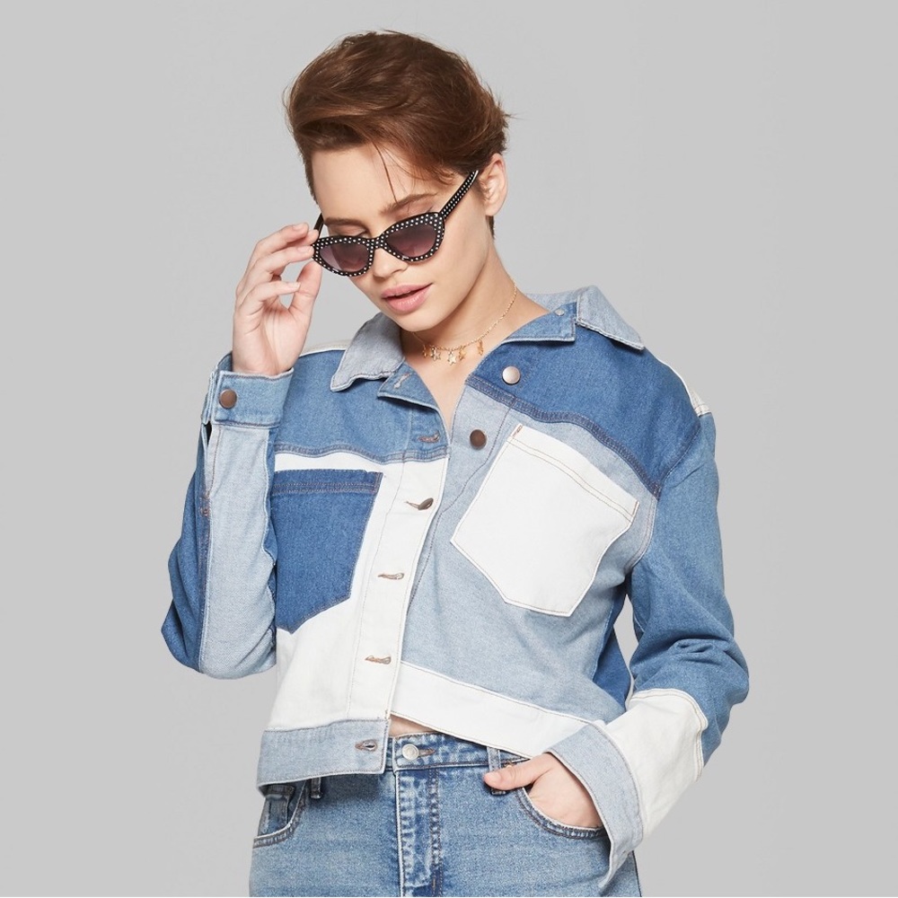Patchwork Denim Cropped Jacket